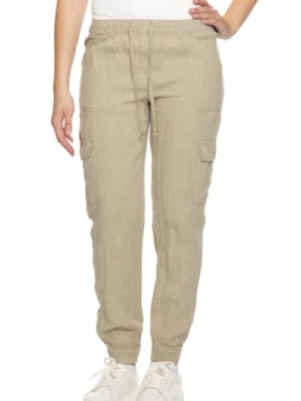 New Nicole Miller New York Cargo Pocket Joggers Pants 100% Linen XL